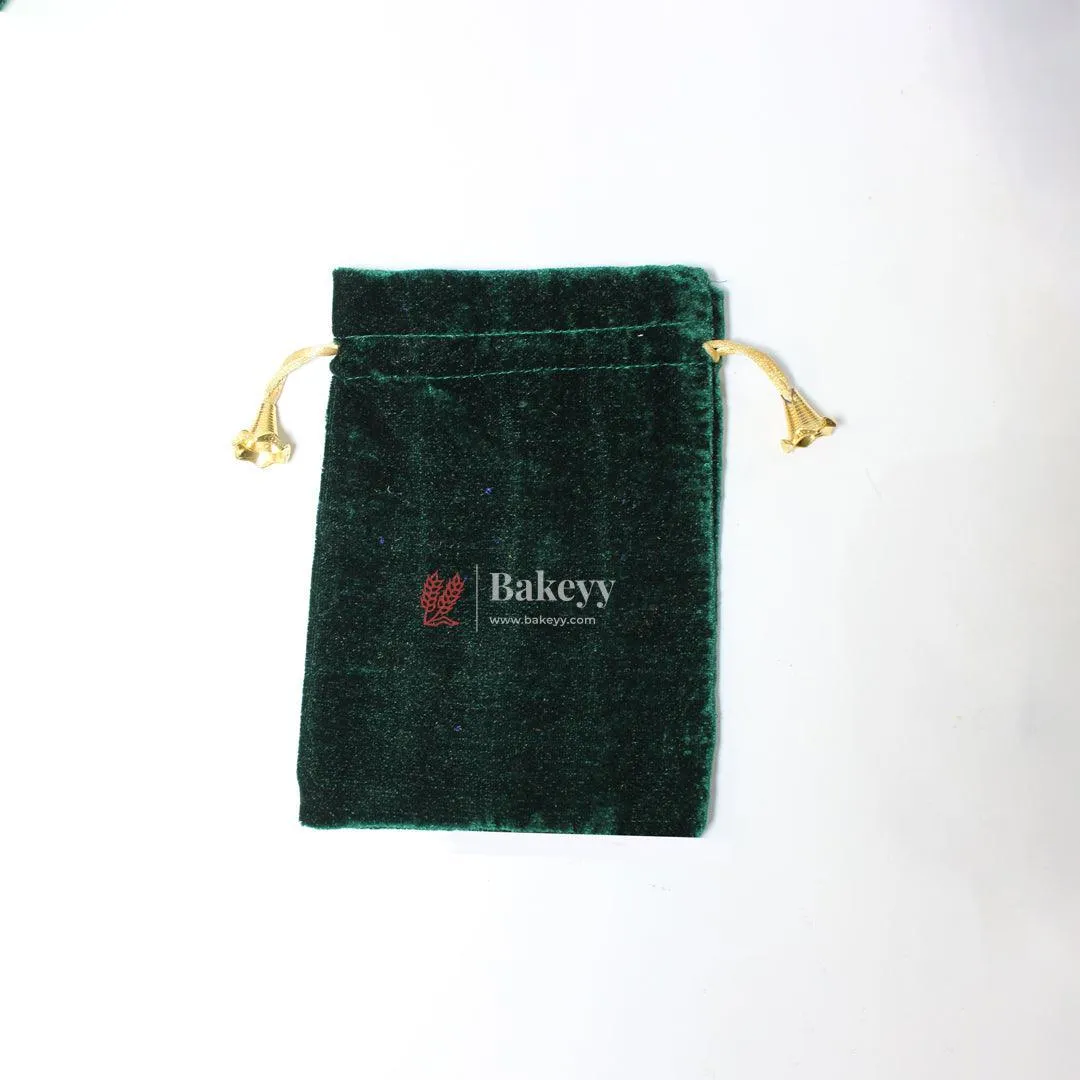 13x18 cm  | Velvet Drawstring Potli Bag | Green Colour |  Pack of 10 | Luxurious Gift & Storage Pouch|