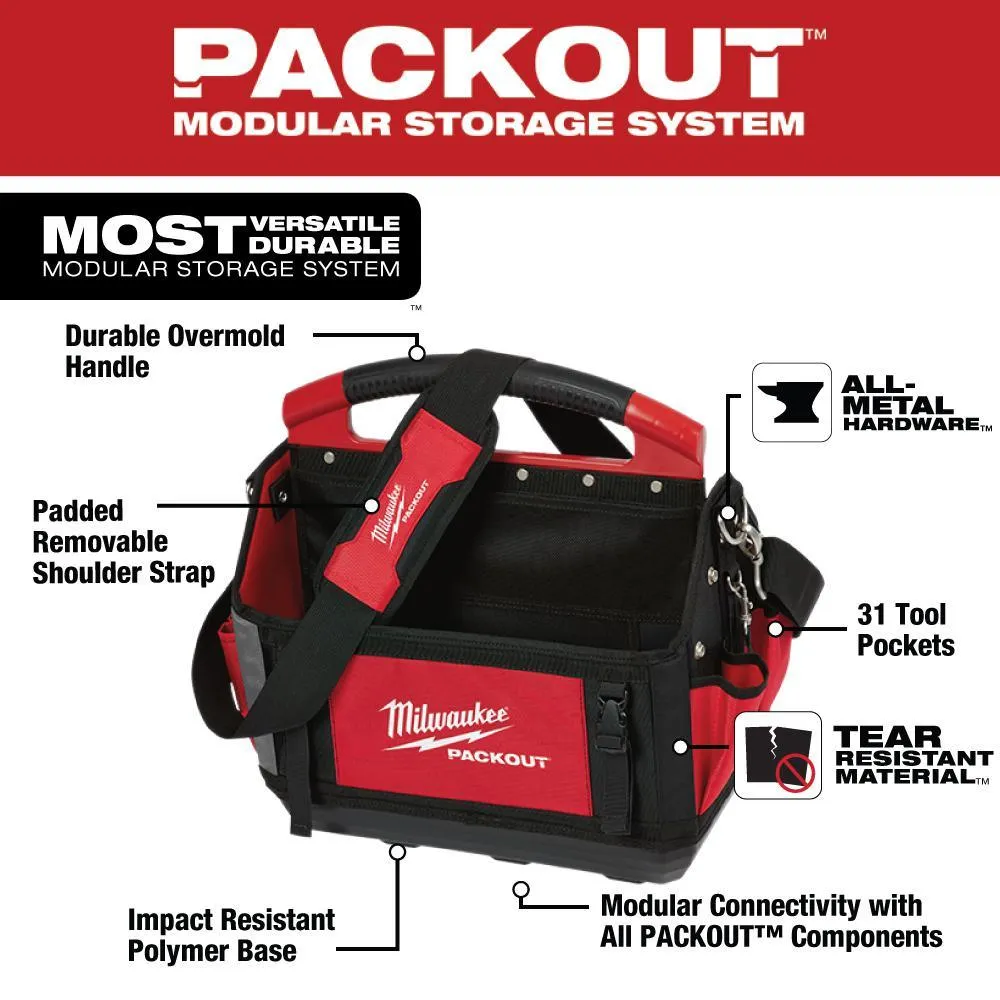 15 in. PACKOUT Tote with 25 ft. x 1.2 in. Compact Wide Blade Tape Measure (2-Pack)