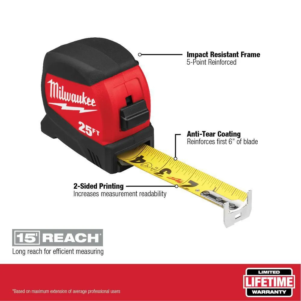 15 in. PACKOUT Tote with 25 ft. x 1.2 in. Compact Wide Blade Tape Measure (2-Pack)