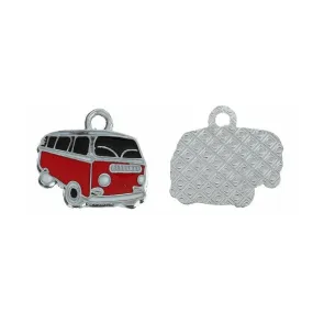 5 Pcs Tibetan Silver and Red and Black Enamel VW Beetle Camper Van 20mm x 24mm Charms Pendant