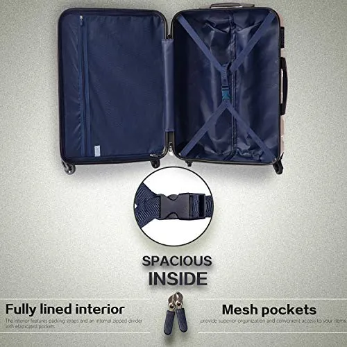 Coolife Luggage 3 Piece Set Suitcase Spinner Hardshell Lightweight TSA Lock (blue)
