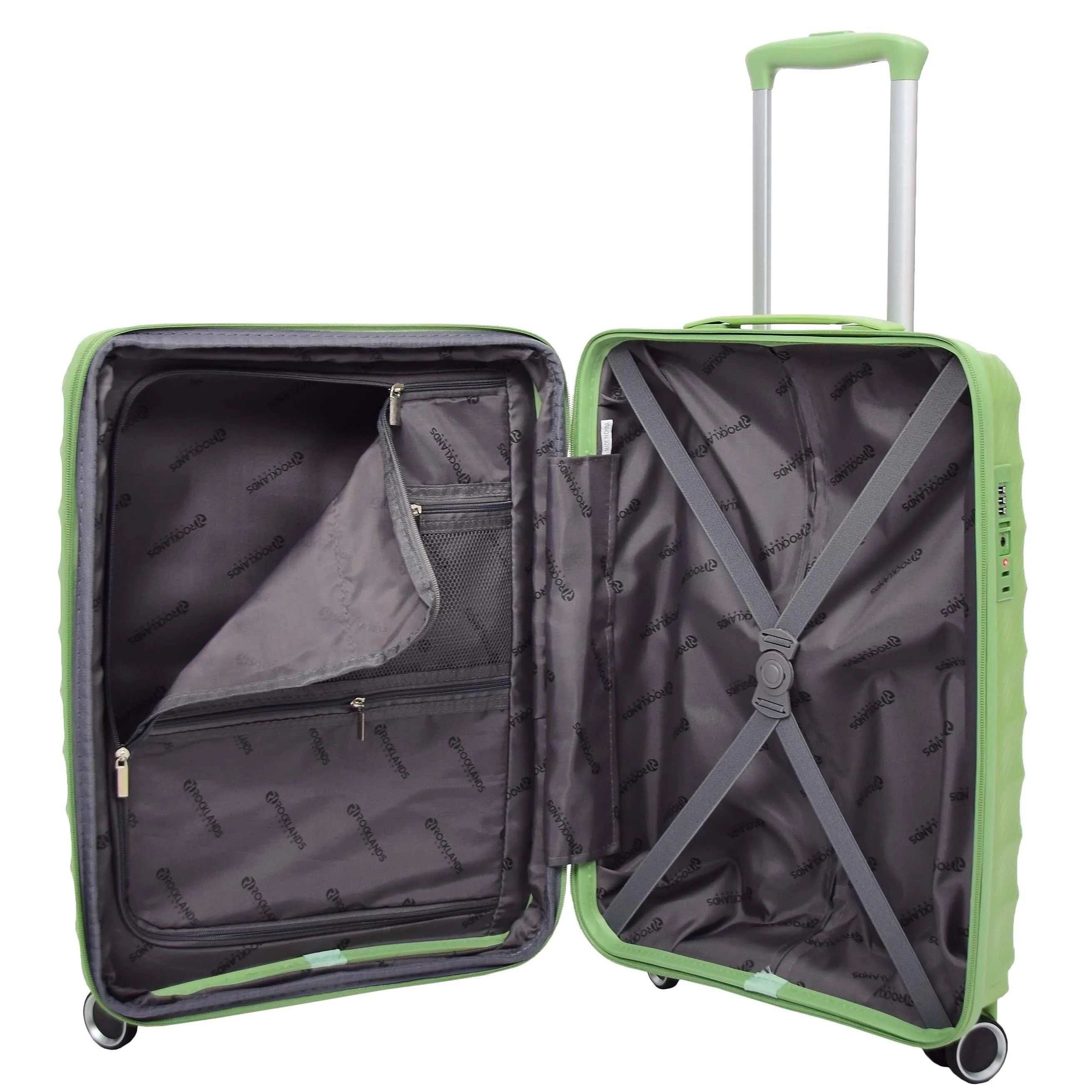 DR541 Expandable ABS Luggage With 8 Wheels Lime Green