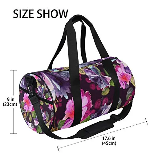 Duffel Bag Watercolor Purple Floral Women Garment Gym Tote Bag Best Sports Bag for Boys