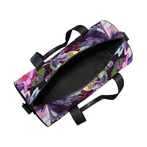Duffel Bag Watercolor Purple Floral Women Garment Gym Tote Bag Best Sports Bag for Boys