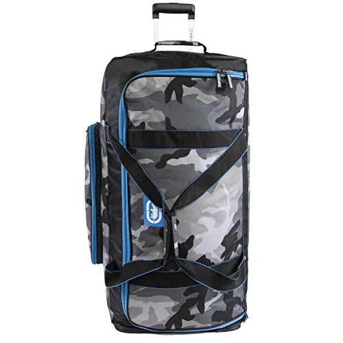 Ecko Unltd. Men's United 32" Large Rolling Duffel Bag, Grey Camo/Blue, One Size