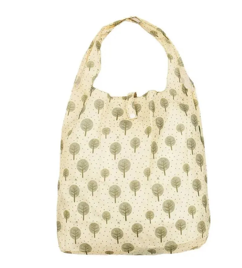Eco Chic Lightweight Beige Foldable Reusable Shopping Bag Tree of Life