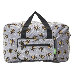 Eco Chic Lightweight Foldable Holdall Bees Grey