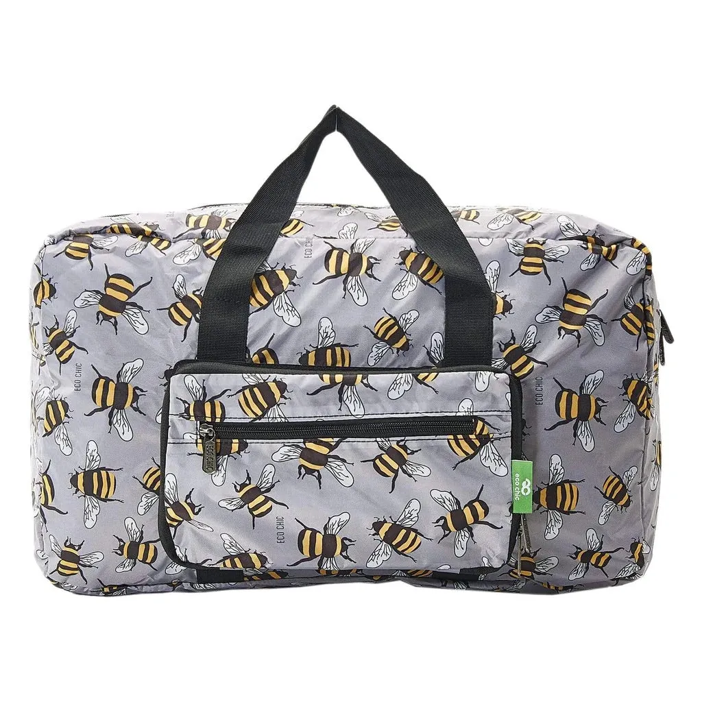Eco Chic Lightweight Foldable Holdall Bees Grey