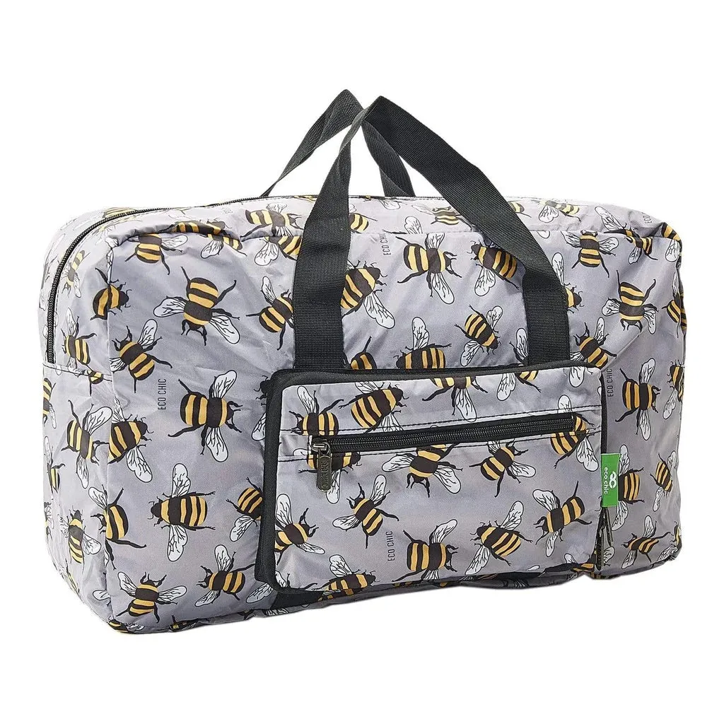 Eco Chic Lightweight Foldable Holdall Bees Grey