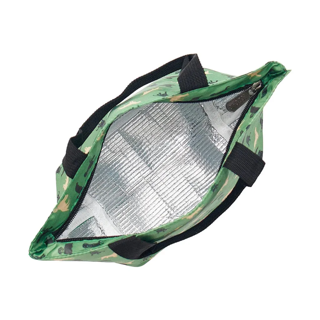 Eco Chic Lightweight Foldable Lunch Bag Green labradors