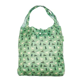 Eco Chic Lightweight Foldable Reusable Green Labradors Shopping Bag