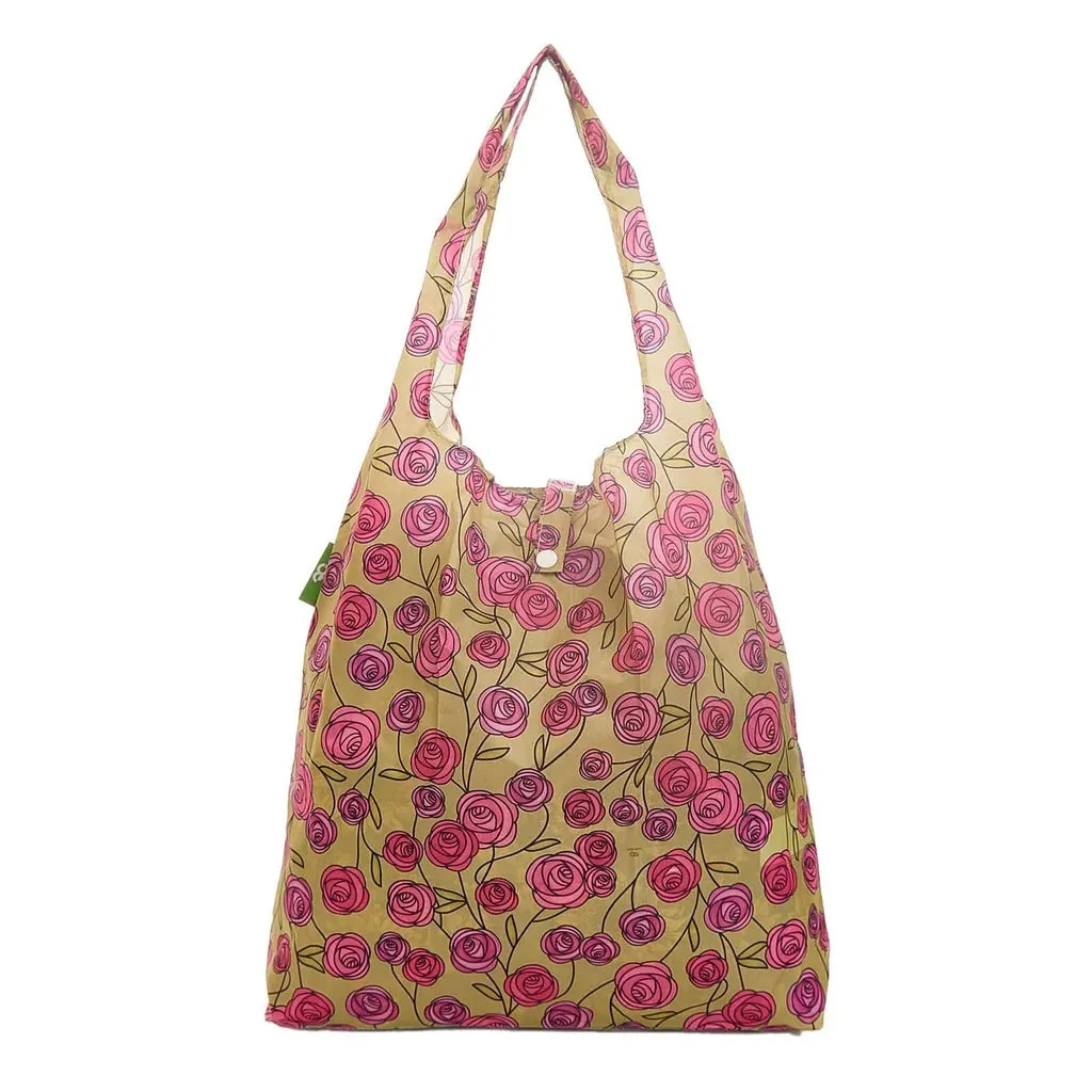 Eco Chic Lightweight Foldable Reusable Shopping Bag Mackintosh Rose Green