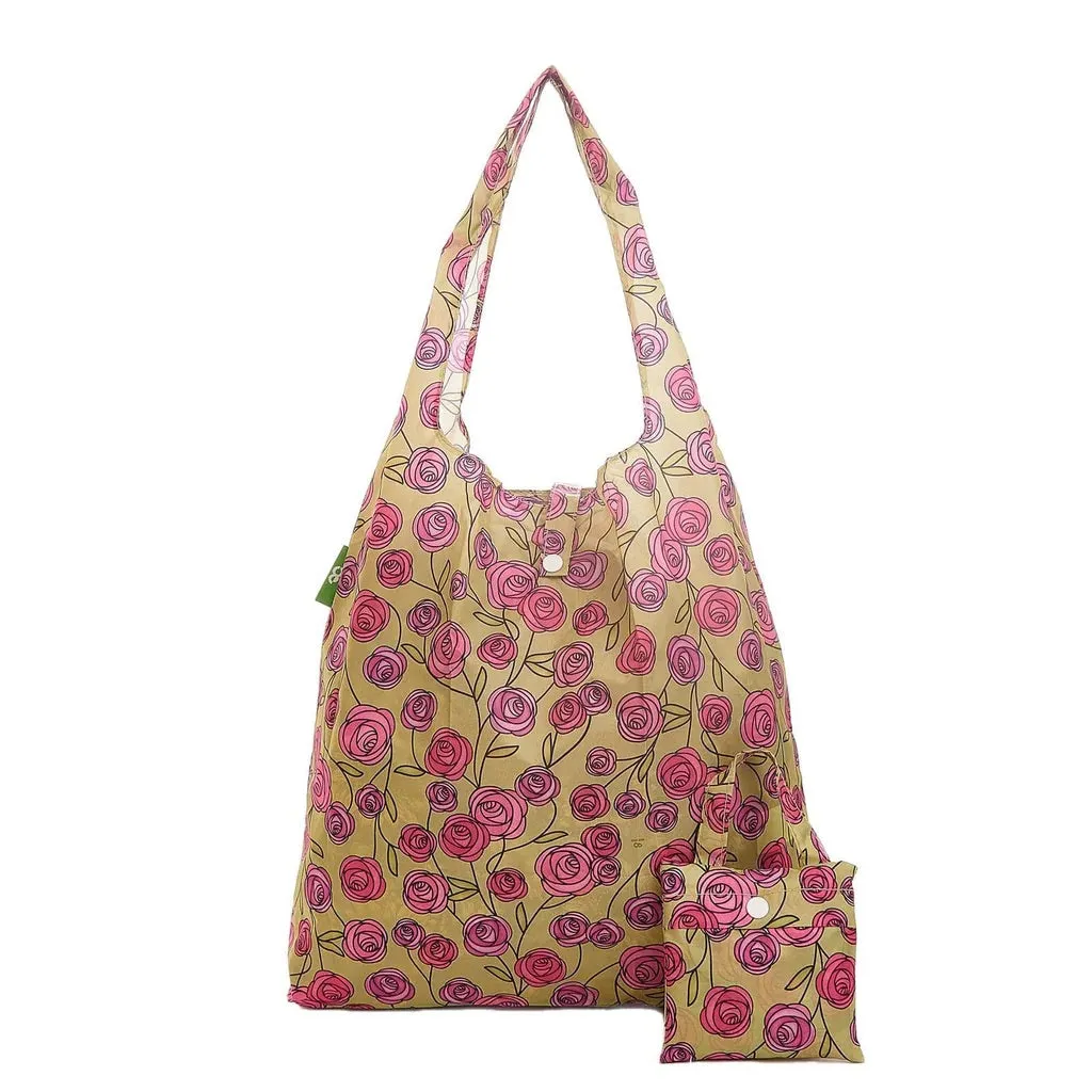 Eco Chic Lightweight Foldable Reusable Shopping Bag Mackintosh Rose Green