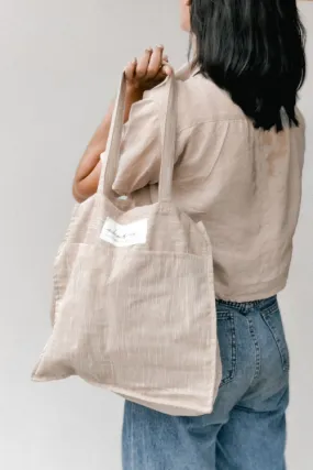 Ekatra Beige Premimum Linen Tote Bags