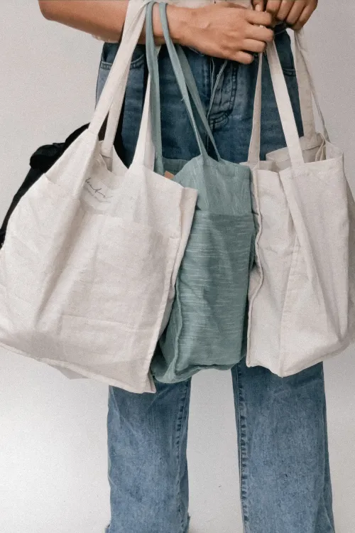 Ekatra Beige Premimum Linen Tote Bags