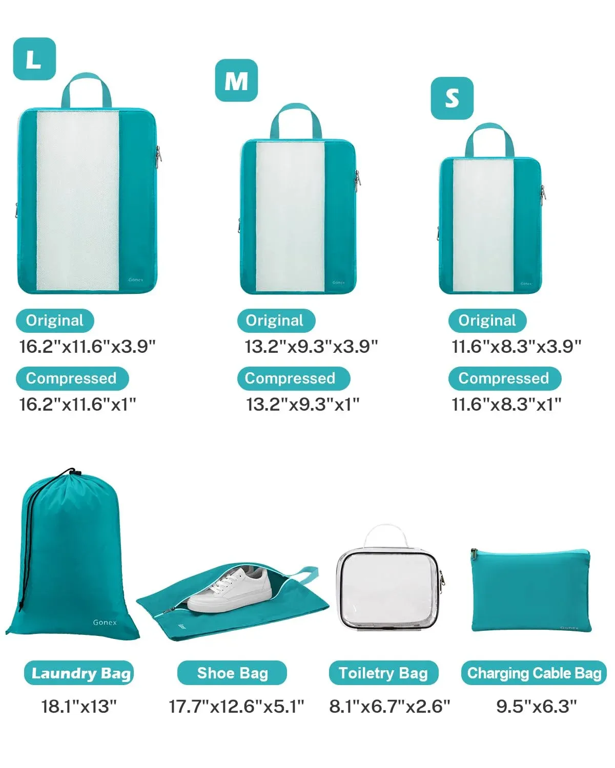 Gonex Compression Packing Cubes 8 Pcs
