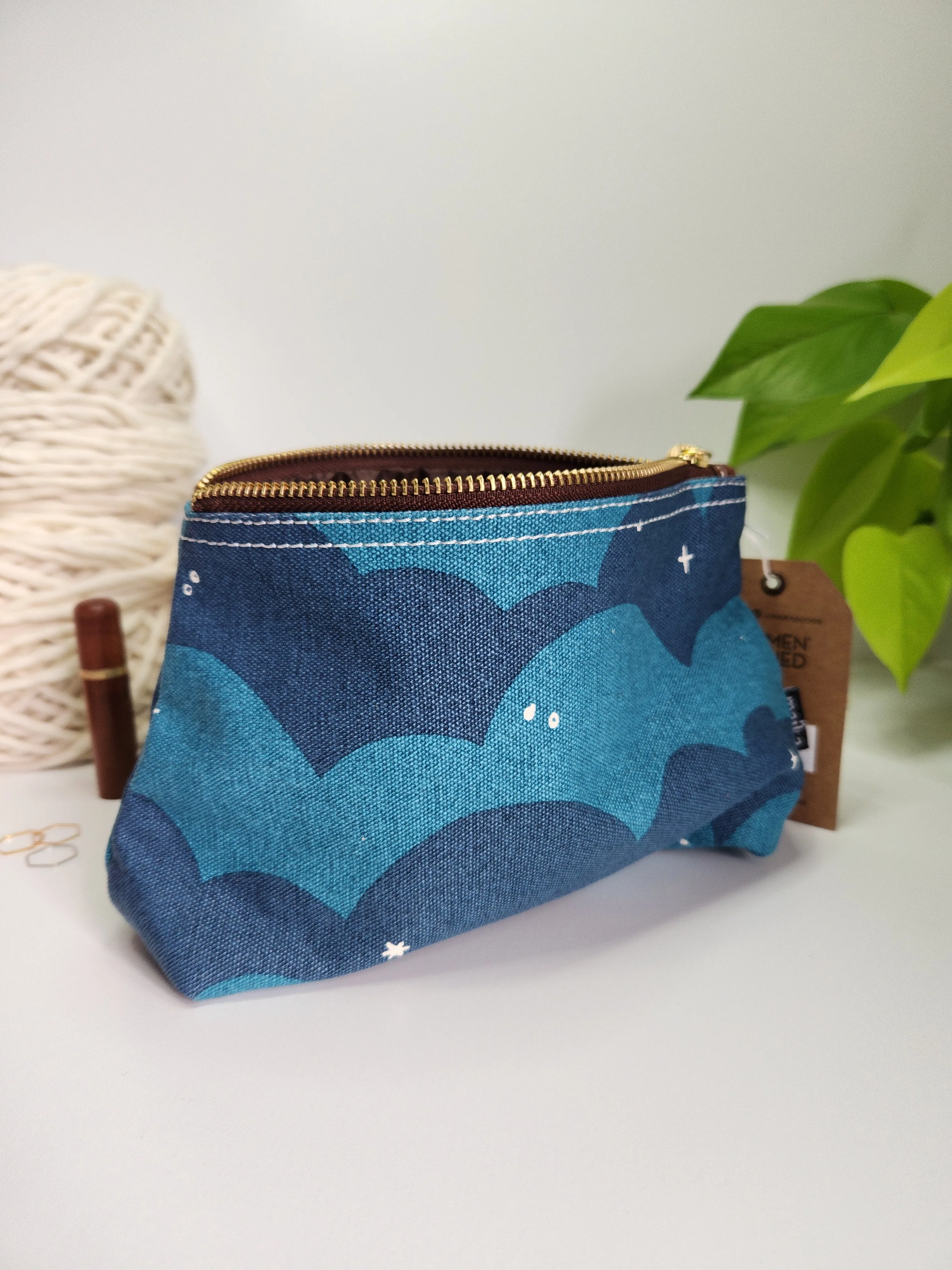 Knitting Project Bag, Medium Zipper Pouch, Plaka