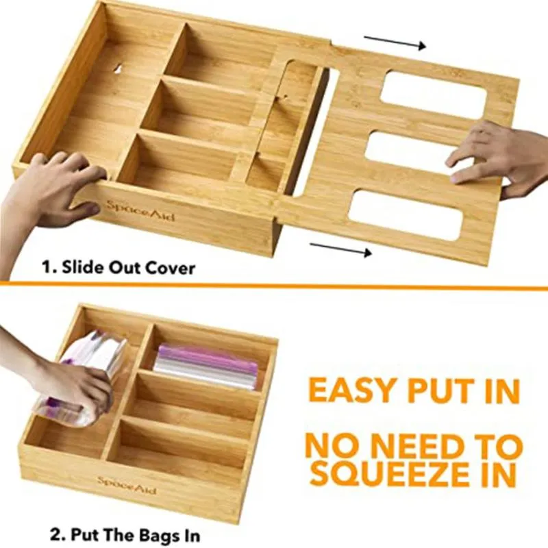 Large Ziploc Bag Storage with Sliding Out Cover
