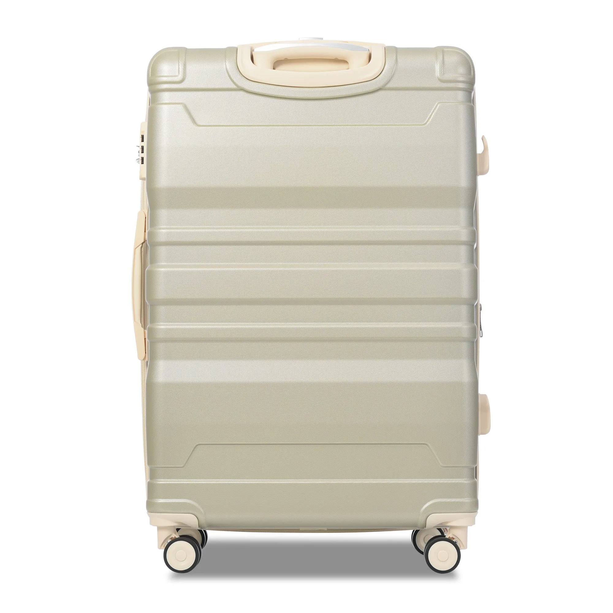 Luggage Sets New Model Expandable Abs Hardshell 3 Pieces Clearance Luggage Hardside Lightweight Durable Suitcase Sets Spinner Wheels Suitcase With Tsa Lock 20''24''28'' (Golden Green And Beige)