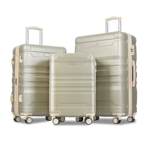 Luggage Sets New Model Expandable Abs Hardshell 3 Pieces Clearance Luggage Hardside Lightweight Durable Suitcase Sets Spinner Wheels Suitcase With Tsa Lock 20''24''28'' (Golden Green And Beige)