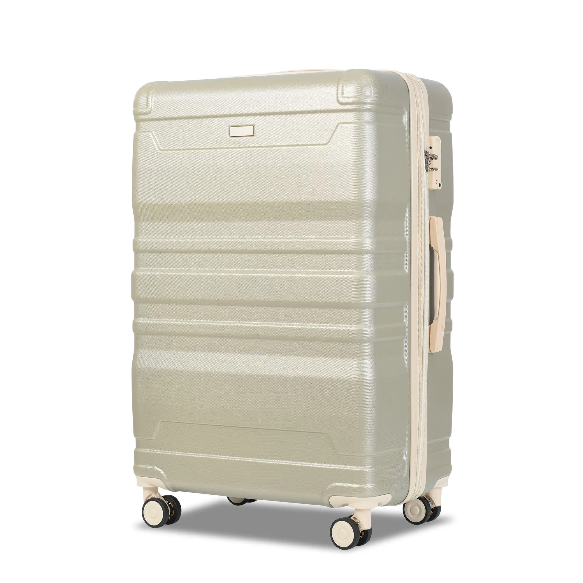 Luggage Sets New Model Expandable Abs Hardshell 3 Pieces Clearance Luggage Hardside Lightweight Durable Suitcase Sets Spinner Wheels Suitcase With Tsa Lock 20''24''28'' (Golden Green And Beige)