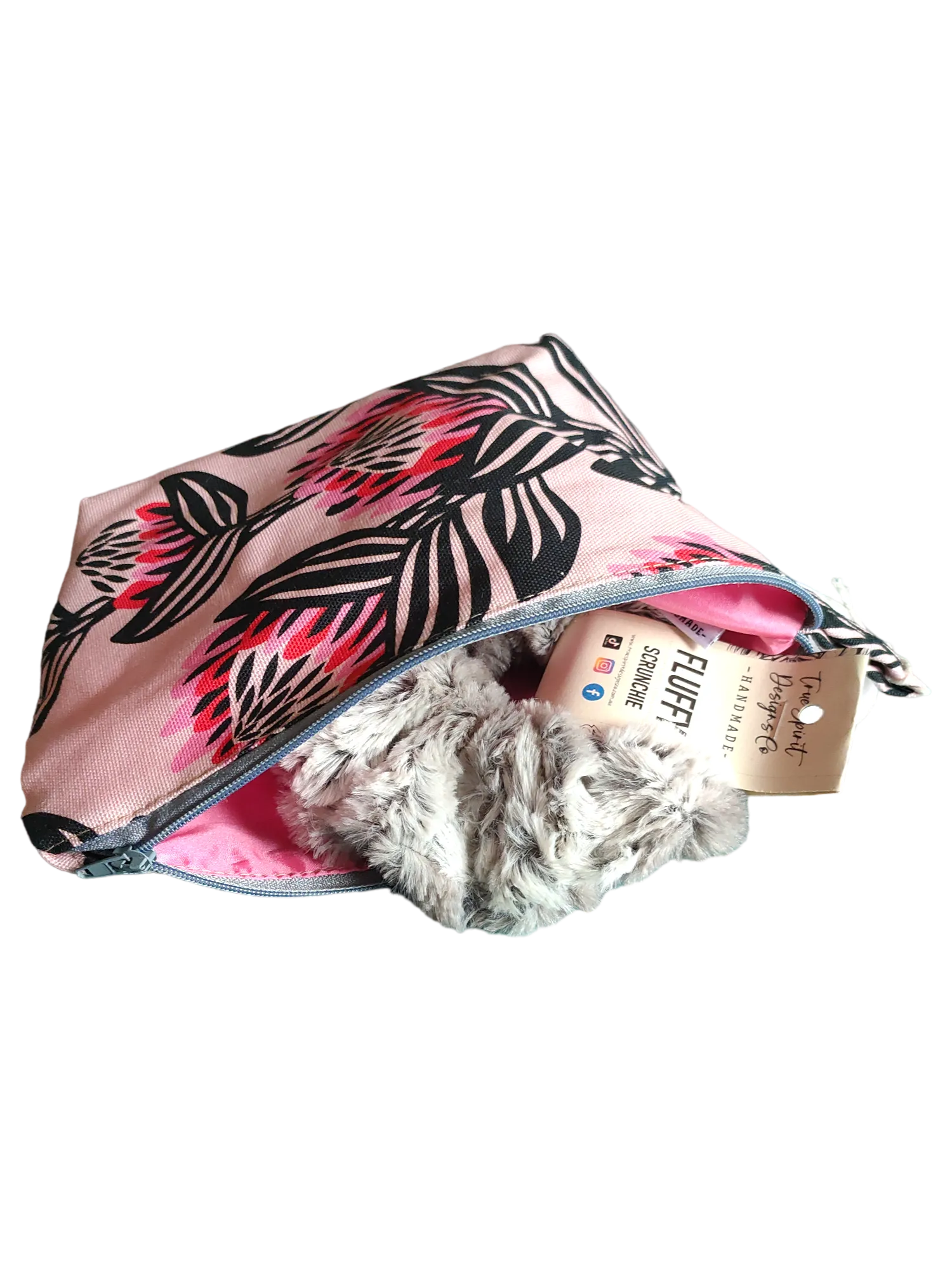 MAKEUP BAG Pink & Black Floral