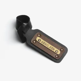 Personalised Leather Luggage/Baggage Tag - Black