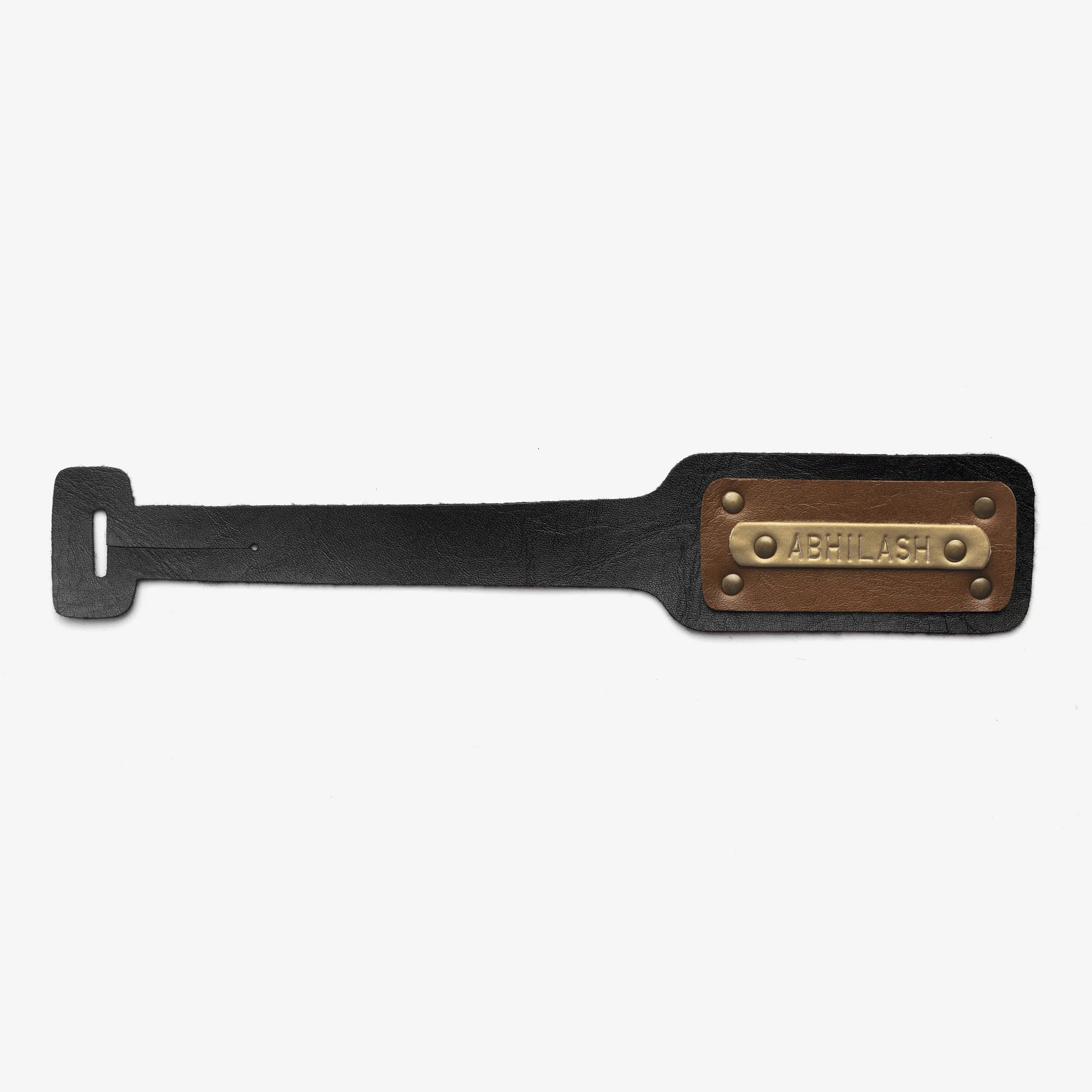 Personalised Leather Luggage/Baggage Tag - Black