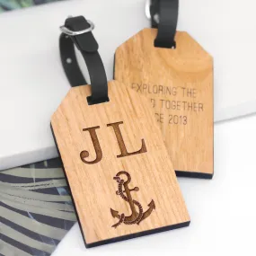 Personalised Wooden Anchor Luggage Tag