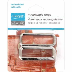 Rectangle Rings - 1.5" (38mm) - Silver - 4 pack