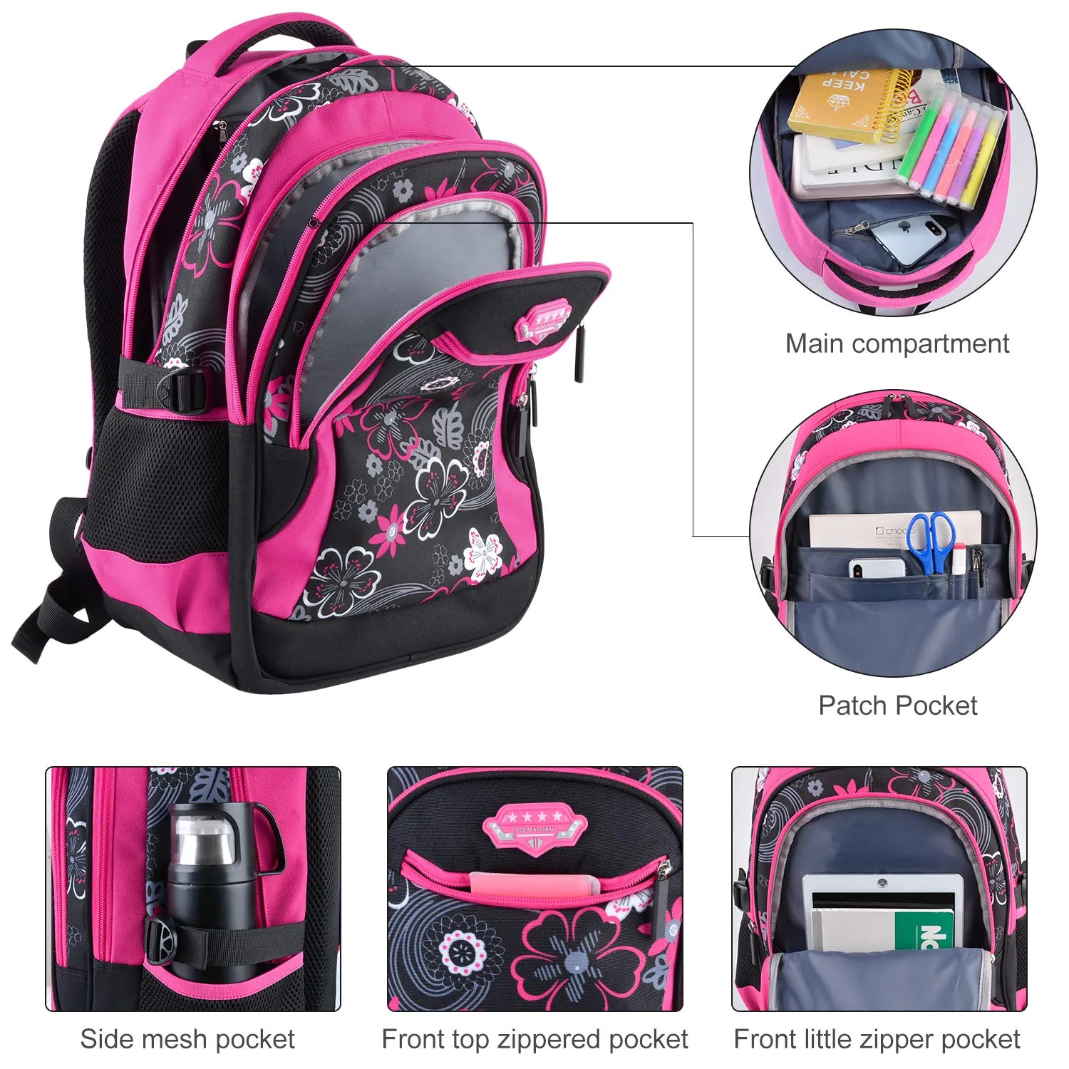 Rolling Backpack for Girls， Fanspack Wheeled Backpack for Girls Backpack with Wheels Rolling Backpack for School