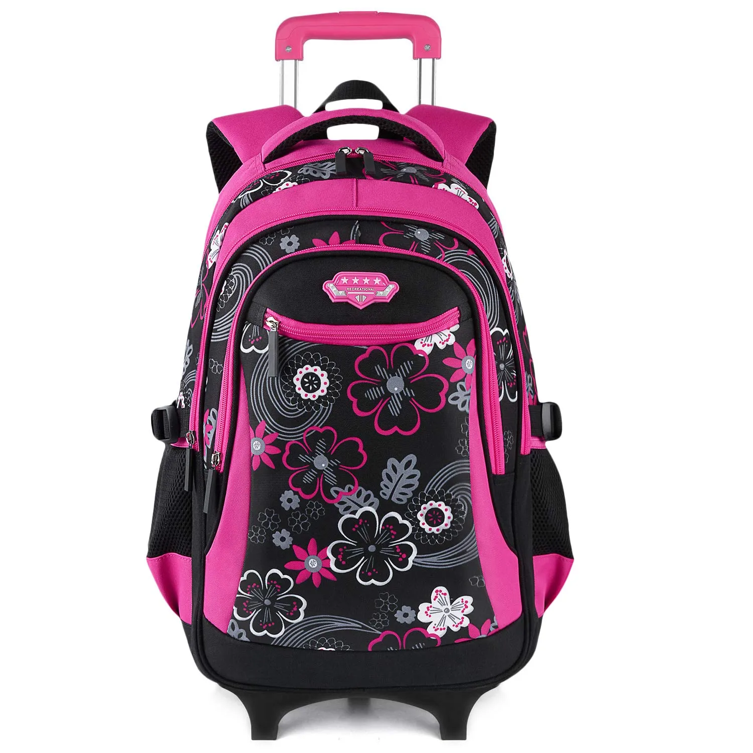Rolling Backpack for Girls， Fanspack Wheeled Backpack for Girls Backpack with Wheels Rolling Backpack for School
