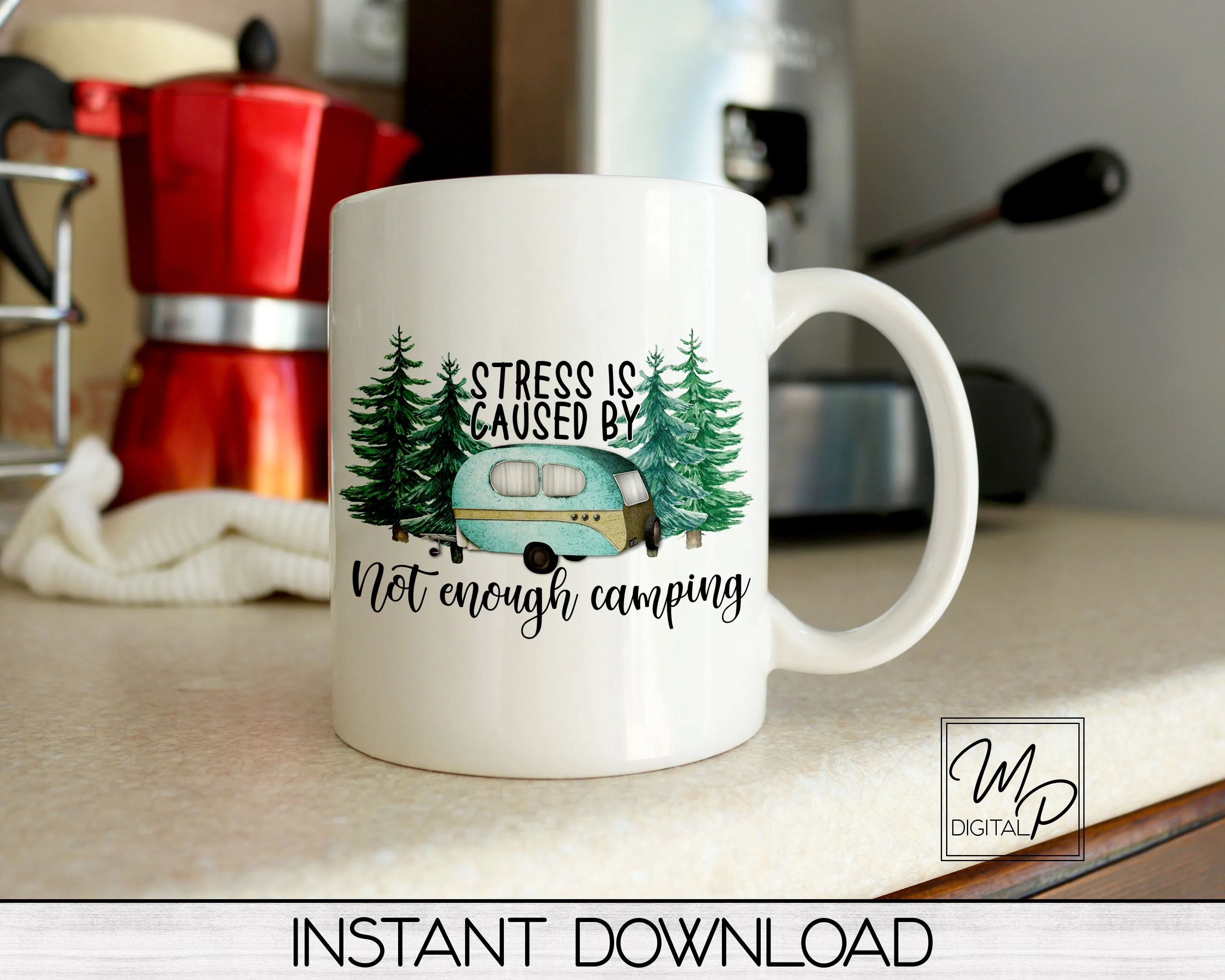 RV Camper PNG Sublimation Design, Camping Digital Download