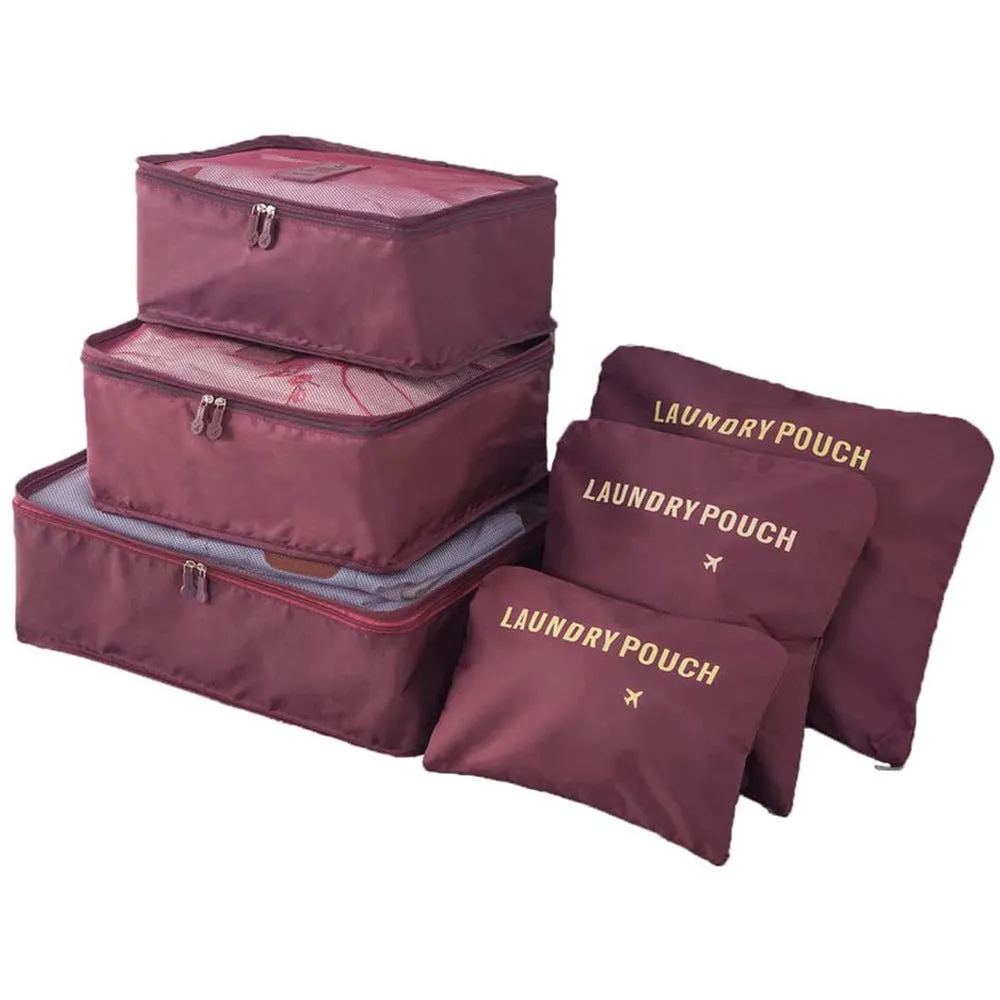 Six-Piece Waterproof Luggage Organizing Bag Set