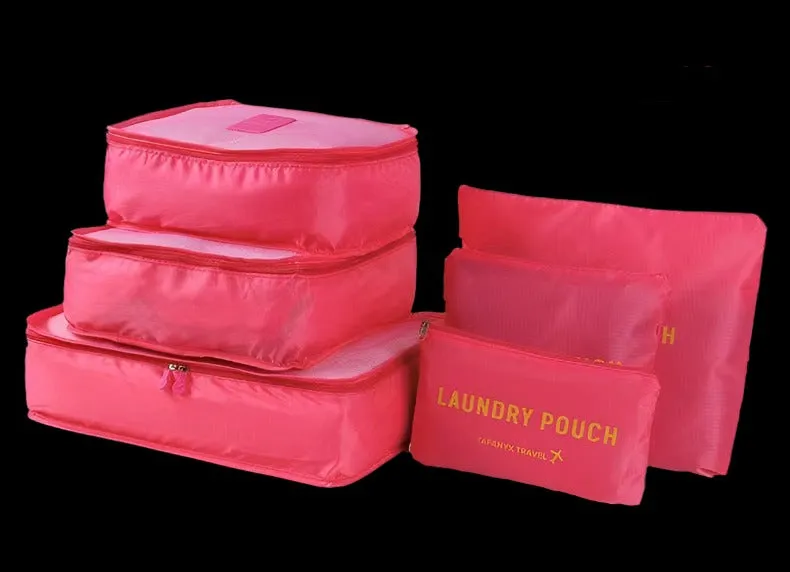 Six-Piece Waterproof Luggage Organizing Bag Set