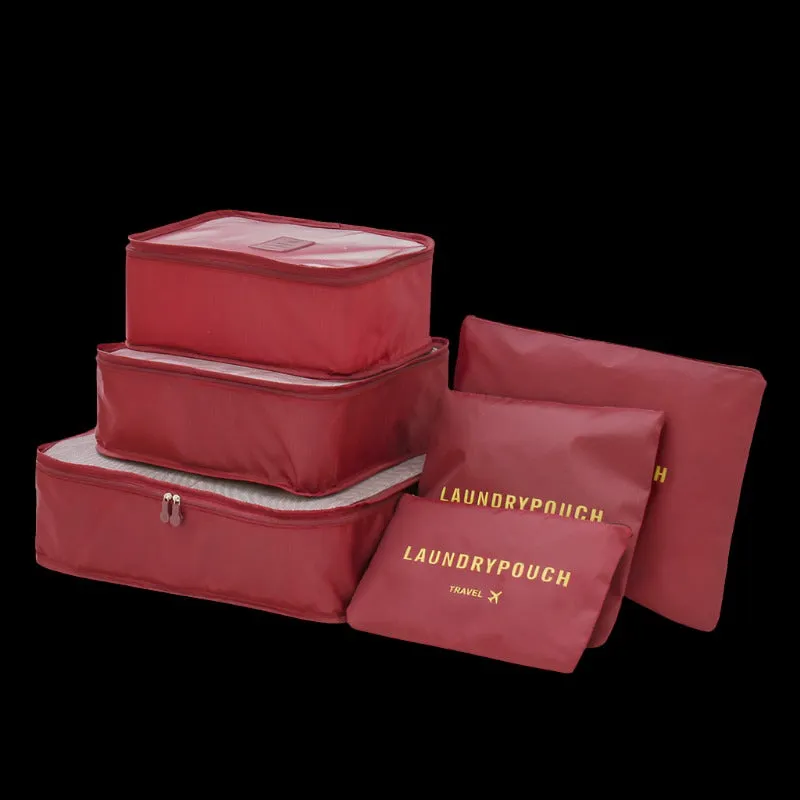 Six-Piece Waterproof Luggage Organizing Bag Set