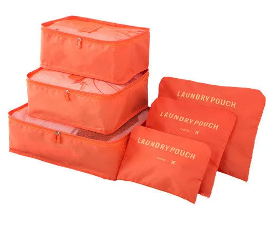 Six-Piece Waterproof Luggage Organizing Bag Set