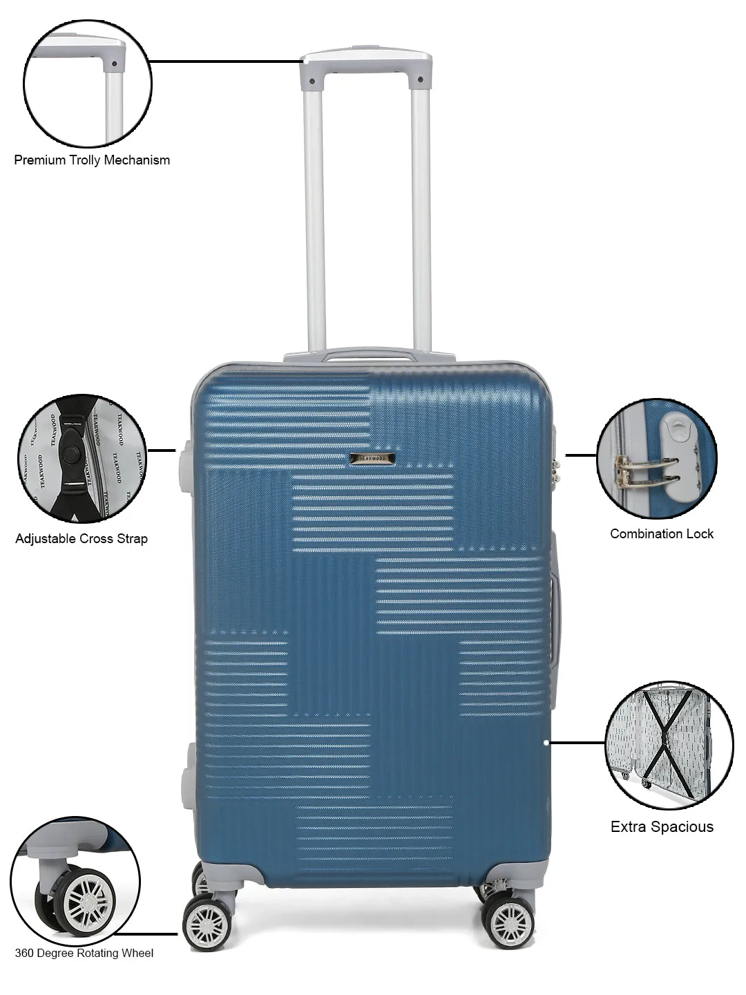 Textured Hard 360 Degree Rotation Hard Medium-Sized Trolley Bag 65 CM
