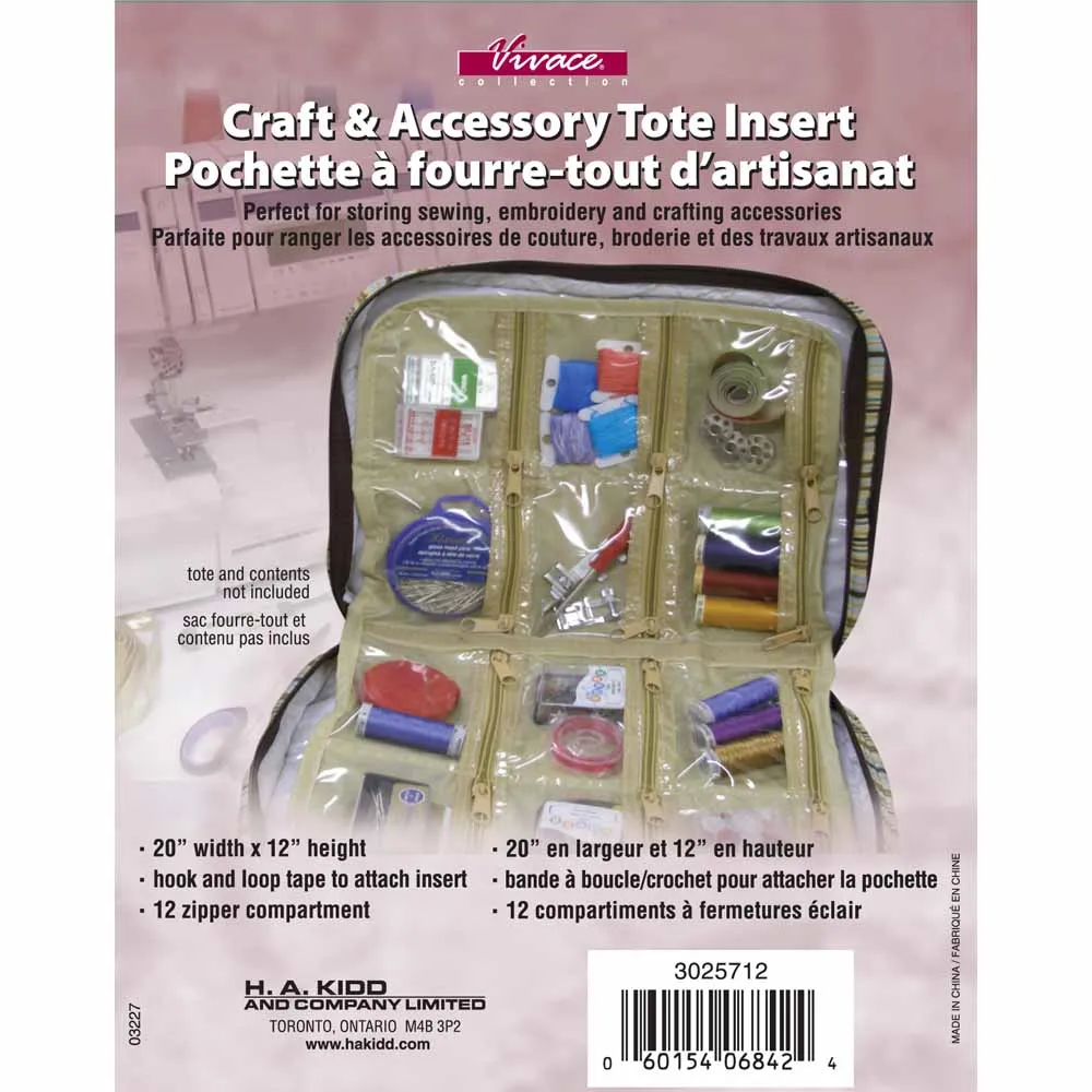 VIVACE Craft Tote Inserts - 12 Pockets Beige - 30 x 51cm (12" x 20")