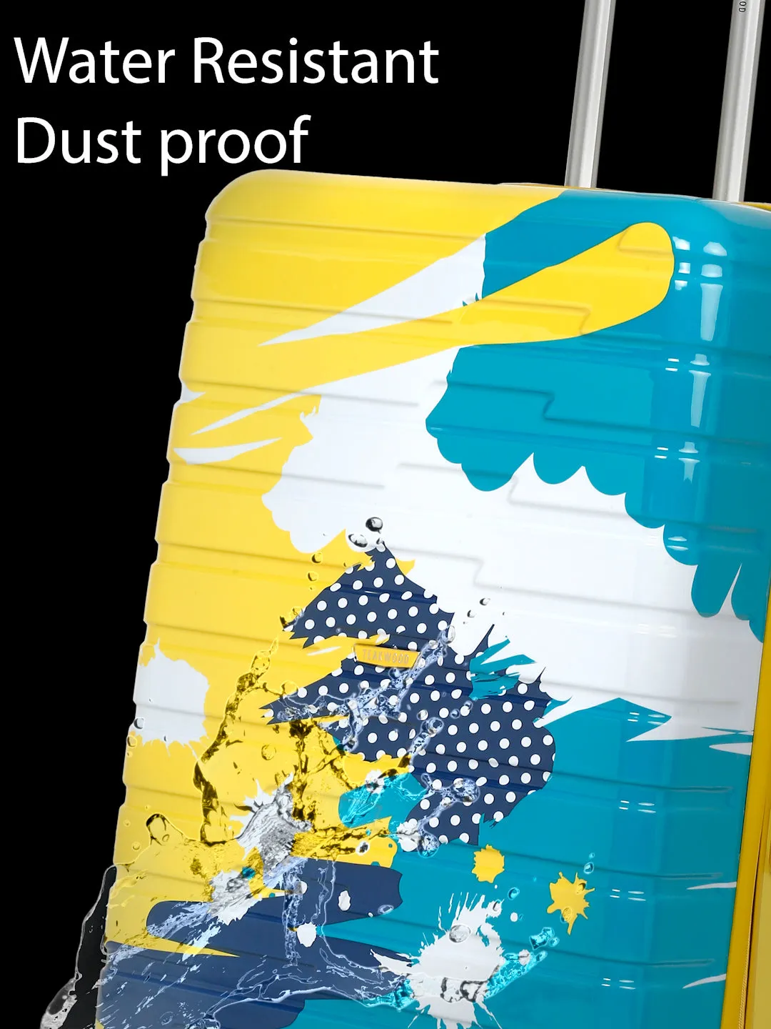 Yellow Abstract printed hard sided trolley bag