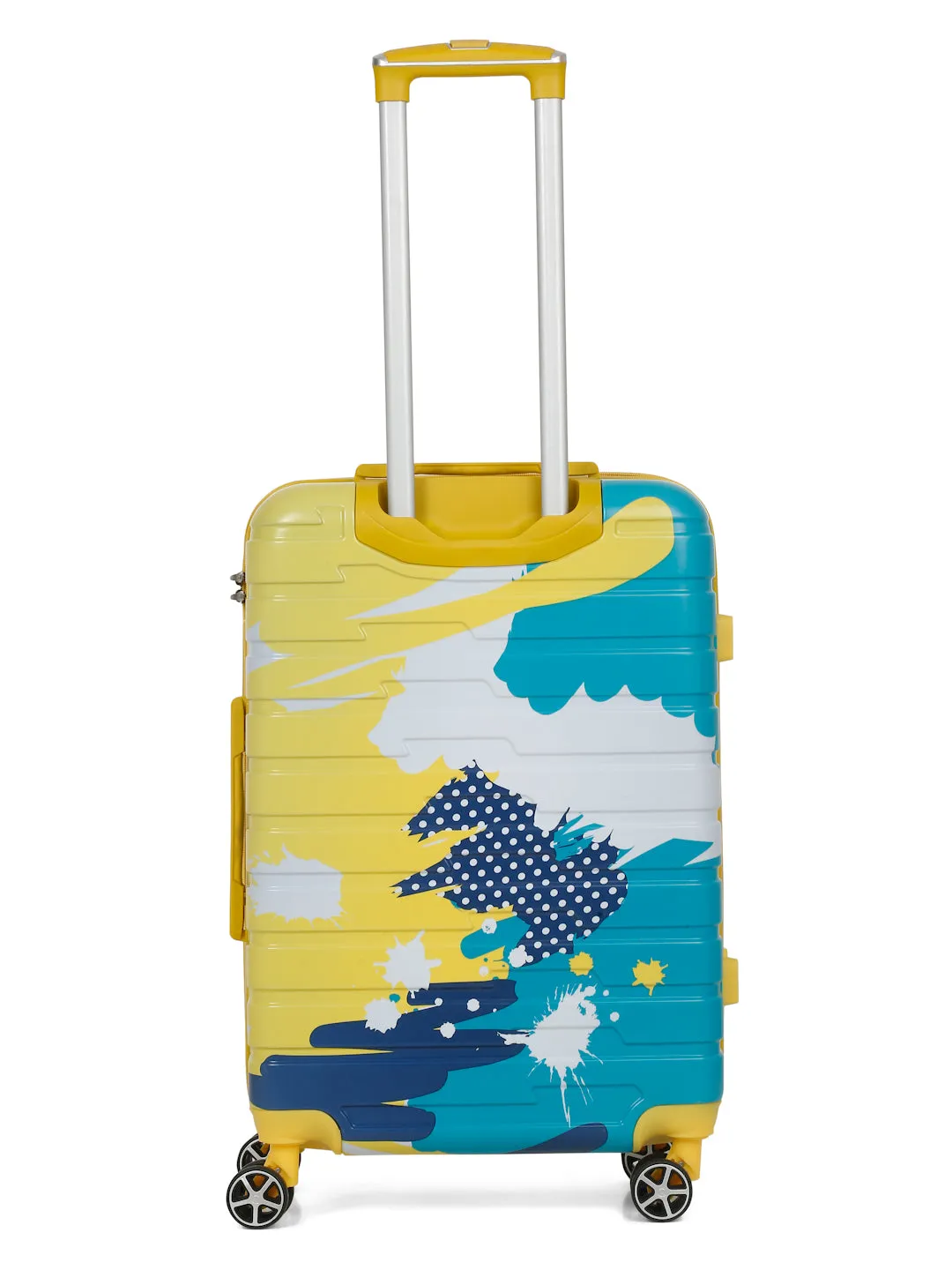 Yellow Abstract printed hard sided trolley bag